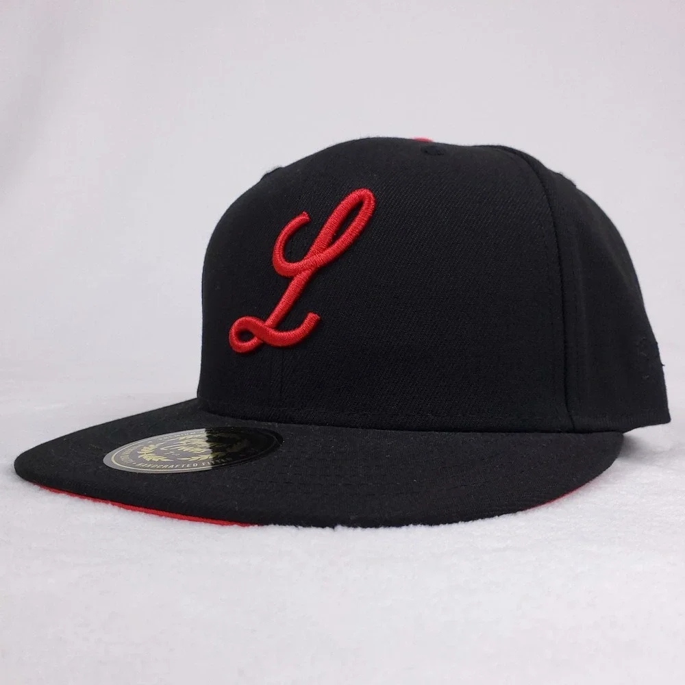 Louisville Black Caps Rings & Crowns NLB Fitted 7 1/2 Flatbill Hat Cap Black NWT